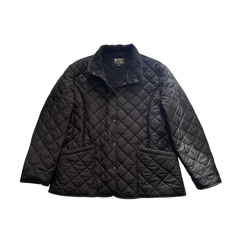 Black Quilted Barn Jacket Fleece Lined Size 2X by Outback Trading Co